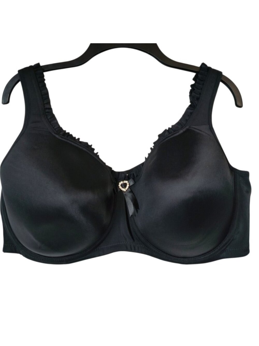 Woman Within Amoureuse Underwire Molded Lined Ruffle Black Bra 44D